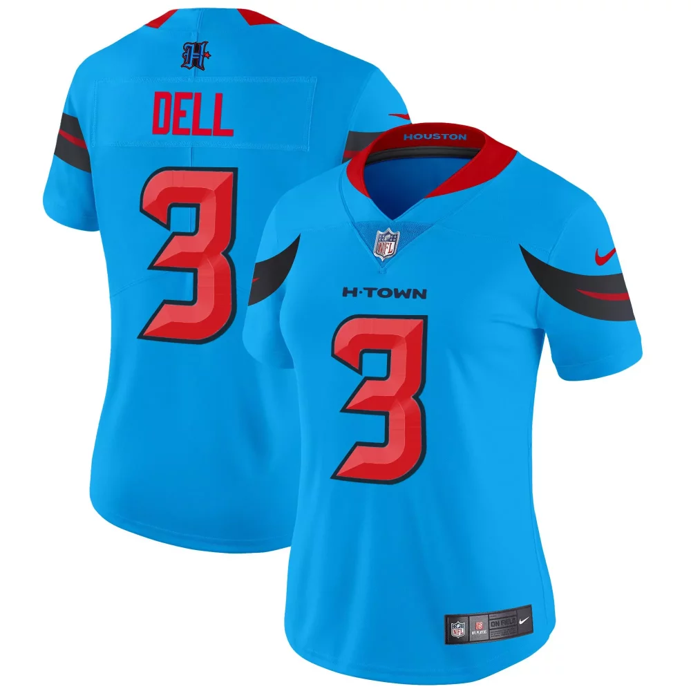 Tank Dell 3 Houston Texans Jersey Light Blue H-town 2023 Women Alternate Red Black