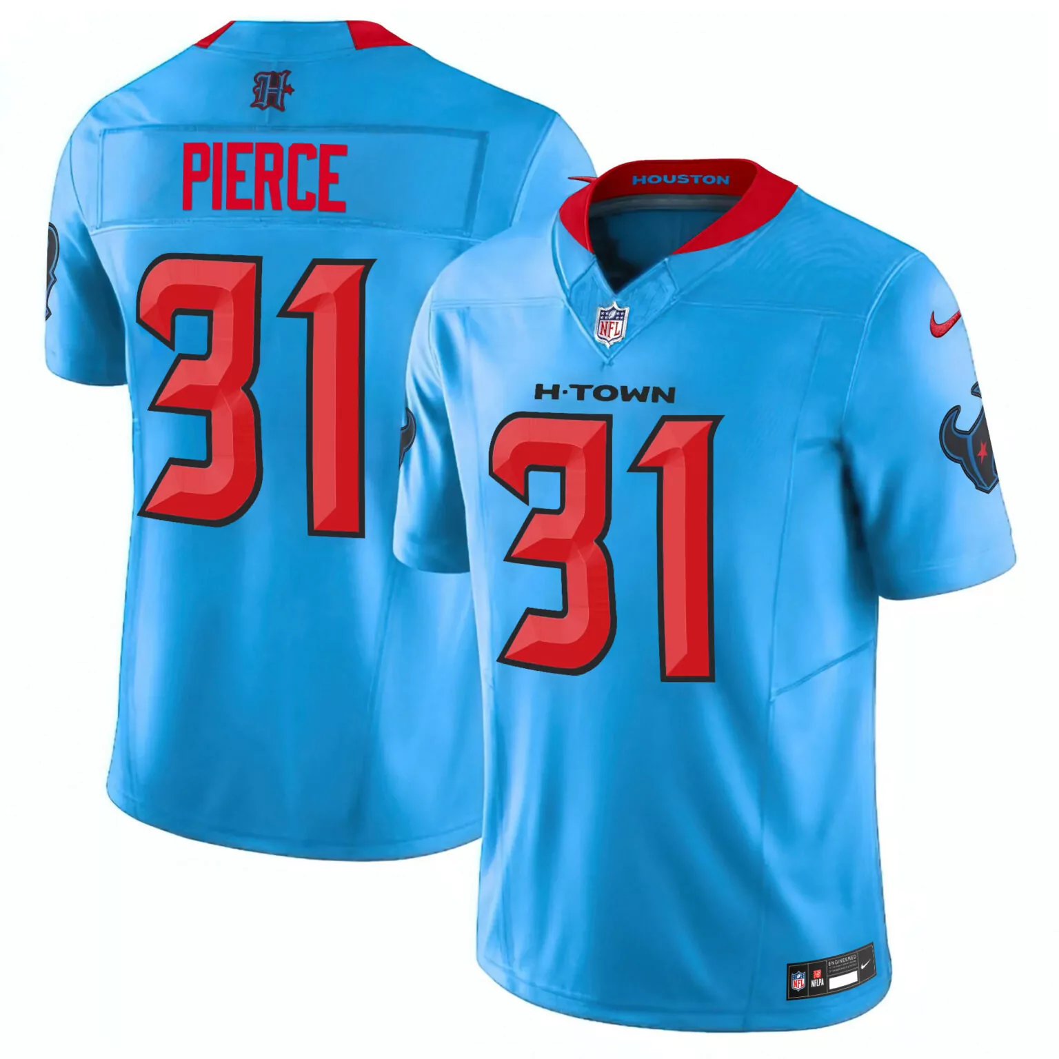 Dameon Pierce 31 Houston Texans Jersey Light Blue Men Alternate Red Black Vapor All