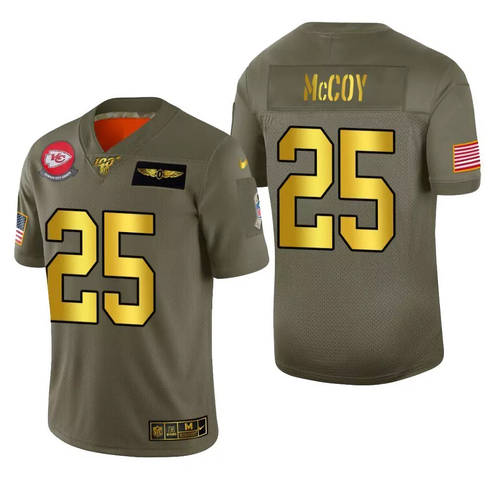 Lesean Mccoy 25 Jersey Olive Drab Salute To Service Kansas City Chiefs Us Flag Air Force