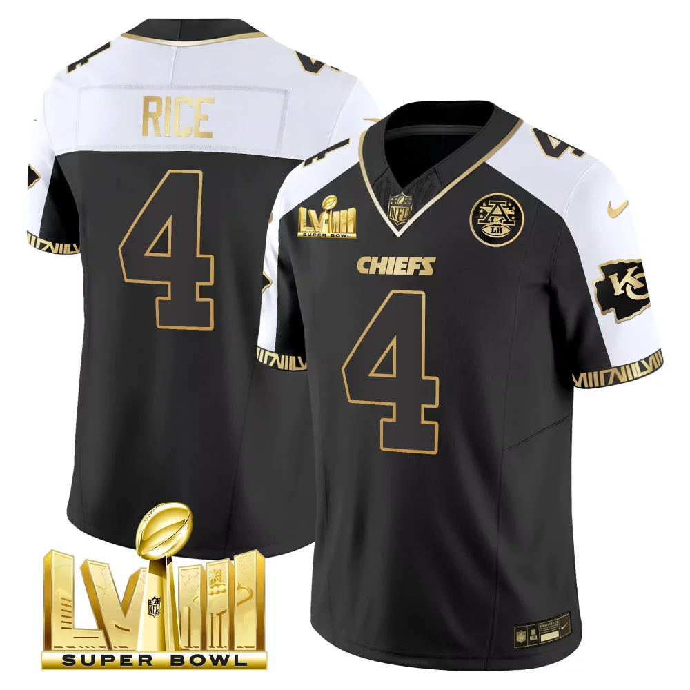 Derrick Thomas 4 Chiefs Jersey Black Super Bowl Lviii Men Game White Gold Alternate