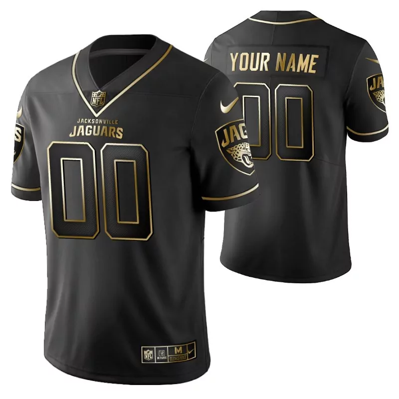 Custom Jacksonville Jaguars Jersey Black Men Gold
