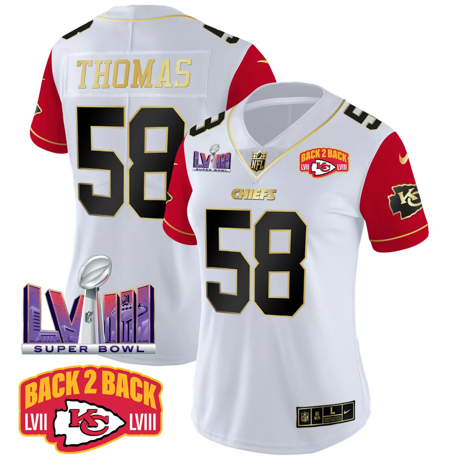 Derrick Thomas 58 Chiefs Jersey White Back 2 Super Bowl Lvii Lviii Men Player Alternate