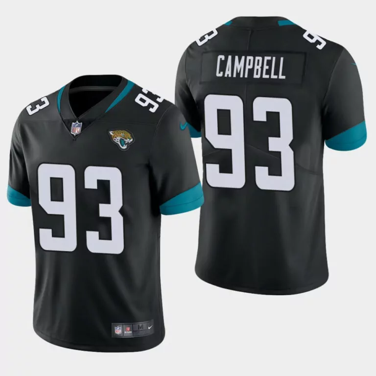 Calais Campbell 93 Jersey Black Jacksonville Jaguars Men Teal Vapor Stitched