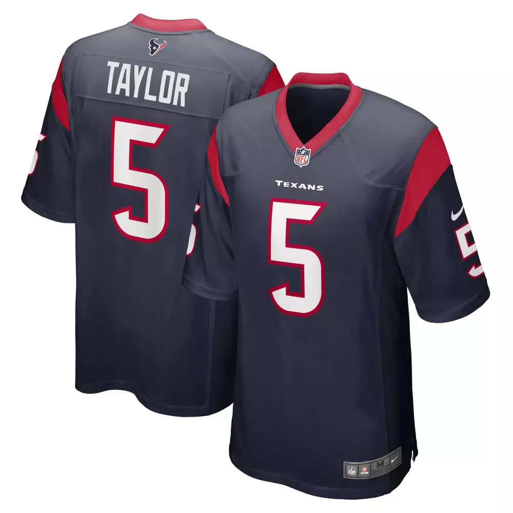 Tyrod Taylor 5 Texans Jersey Navy Blue Men NFL Red White Game