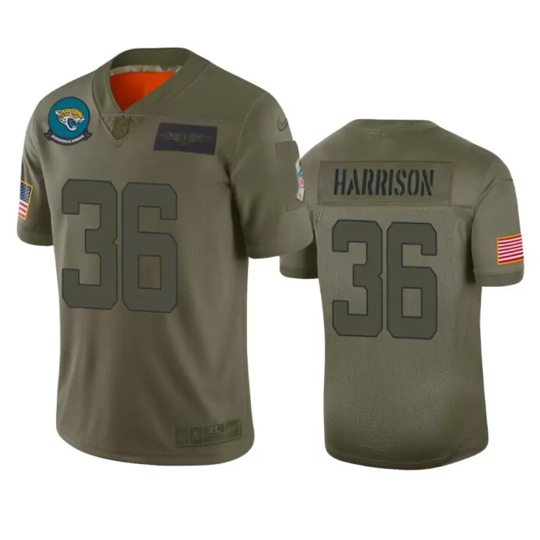Anton Harrison 36 Jersey Olive Green Salute To Service Jacksonville Jaguars American Flag