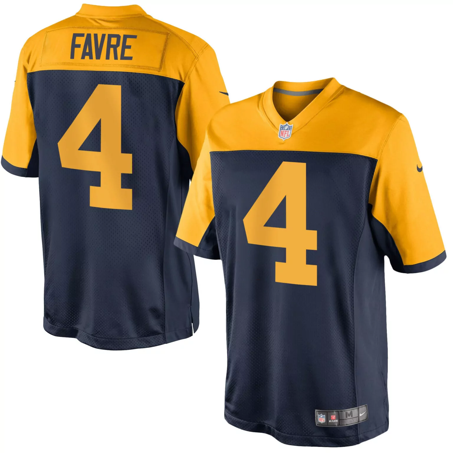 Brett Favre 4 Green Bay Packers Jersey Navy Blue Men Replica Yellow Throwback Alternate