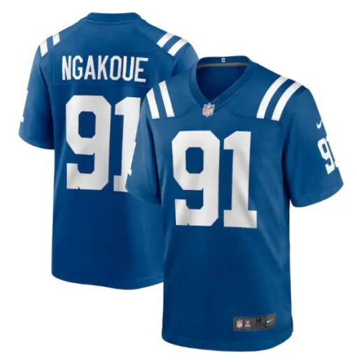 Yannick Ngakoue 91 Jersey Royal Blue Indianapolis Colts Men Game White Stitched