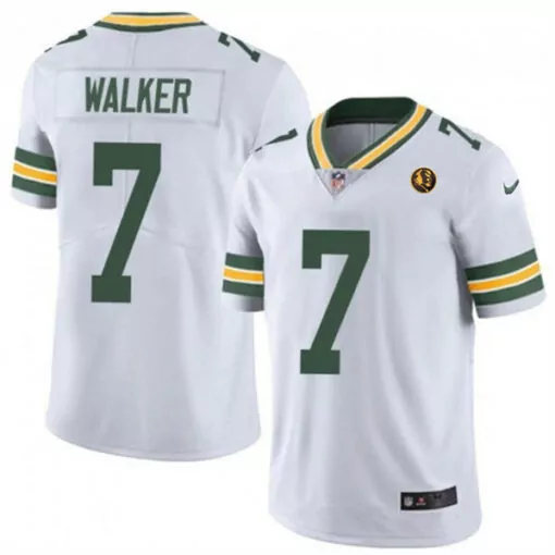 Walker 7 Green Bay Packers Jersey White Men Authentic Yellow Vapor Throwback Stitched