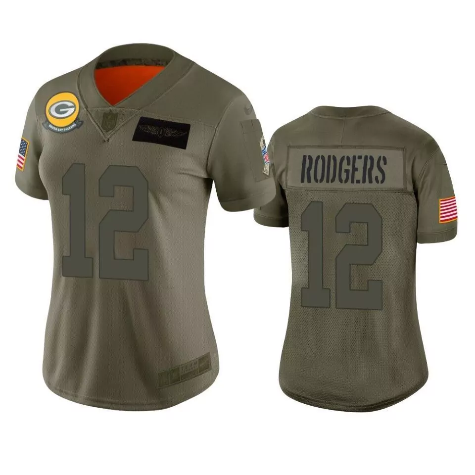 Aaron Rodgers 12 Jersey Olive Green Salute To Service Bay Packers Us Flag Air Force