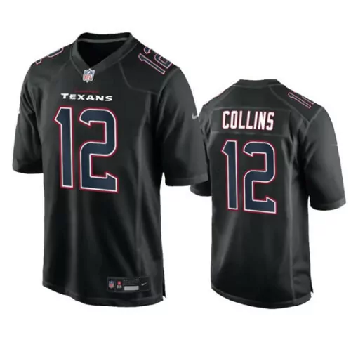 Nico Collins 12 Texans Jersey Black Men Red Navy Fashion Vapor Stitched