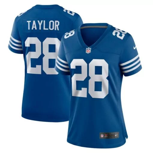 Jonathan Taylor 28 Jersey Blue Indianapolis Colts Women Replica White Alternate Game