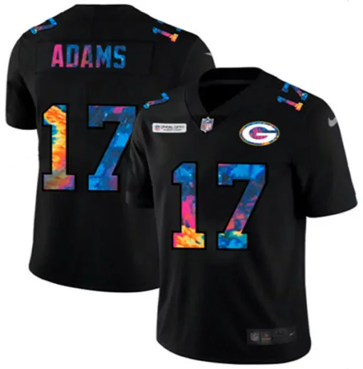Davante Adams 17 Jersey Black Tie-dye Green Bay Packers Premier Partner Men Standard