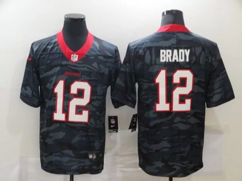 Brady 12 Buccaneers Jersey Black Men Sports Custom Design Red White Vapor
