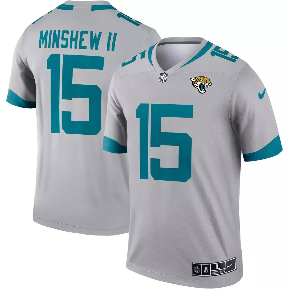 Gardner Minshew 15 Jersey Gray Jacksonville Jaguars Men Replica Teal