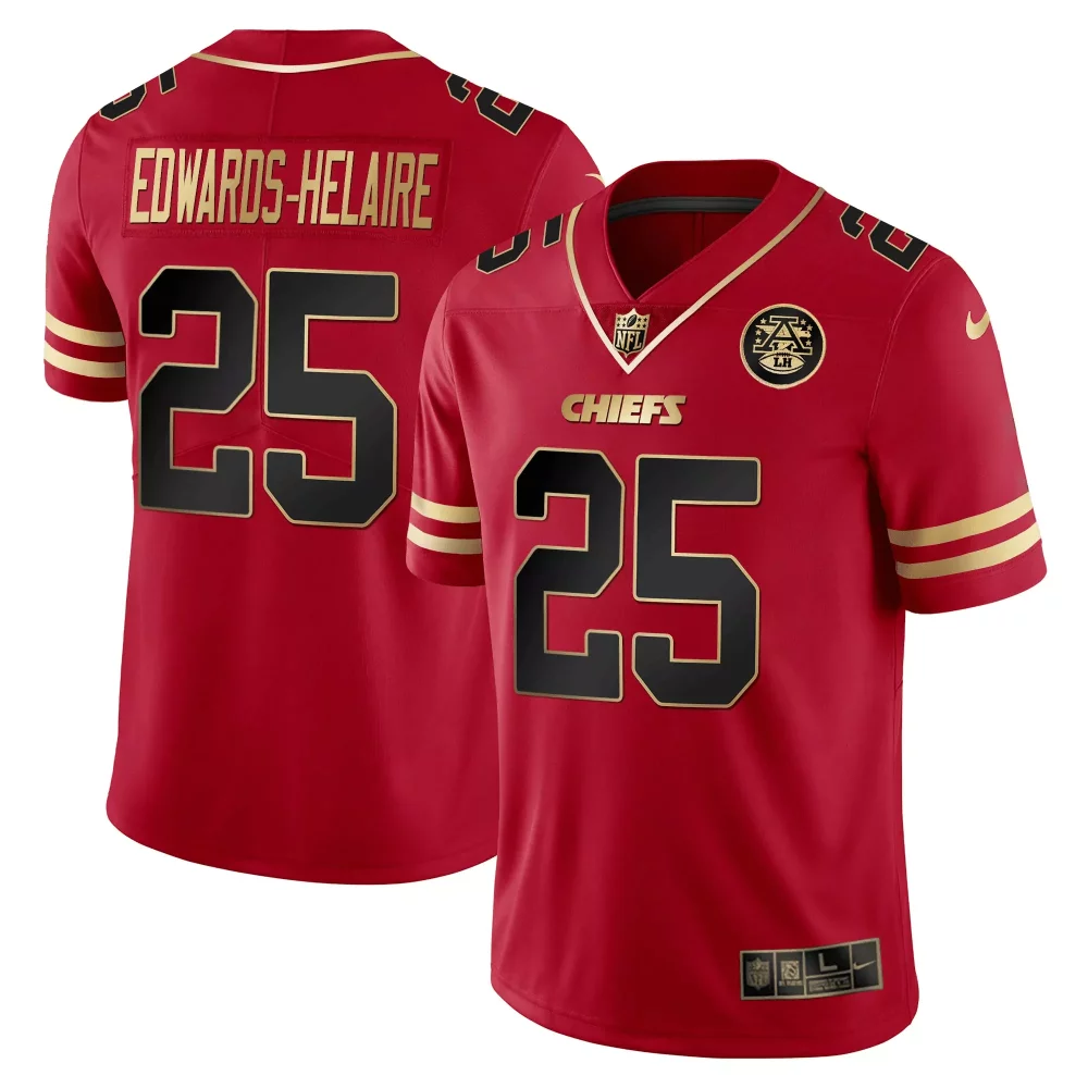 Edwards-helaire 25 Chiefs Jersey Red Afl 50th Anniversary Men Black Gold Vapor All