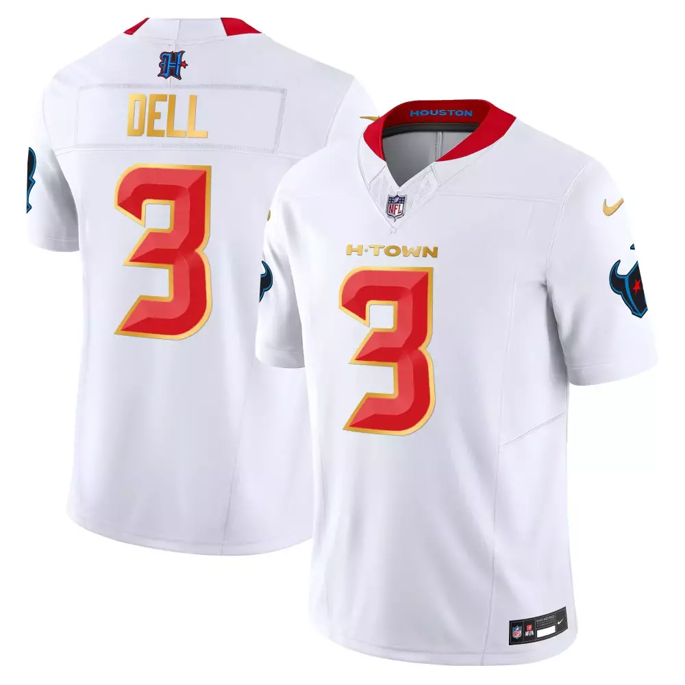 Tank Dell 3 Houston Texans Jersey White Men Alternate Red Blue Gold Vapor Limited