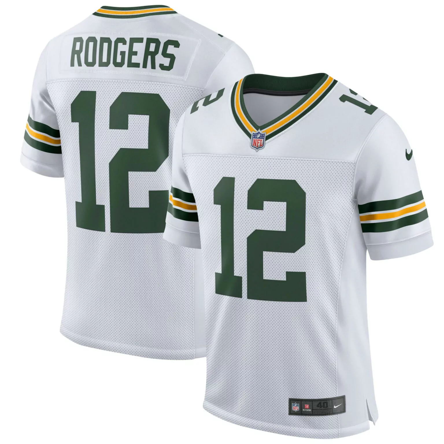 Aaron Rodgers 12 Jersey White Green Bay Packers Men Authentic Alternate Yellow Classic