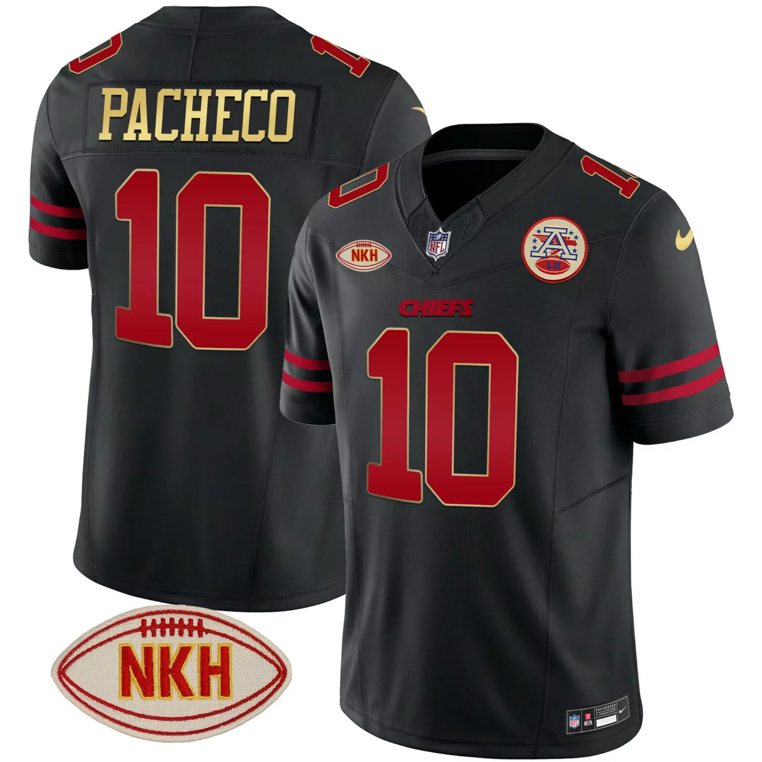 Isiah Pacheco 10 Jersey Black LA Bowl Kansas City Chiefs Nkh Men Red Gold All Stitched