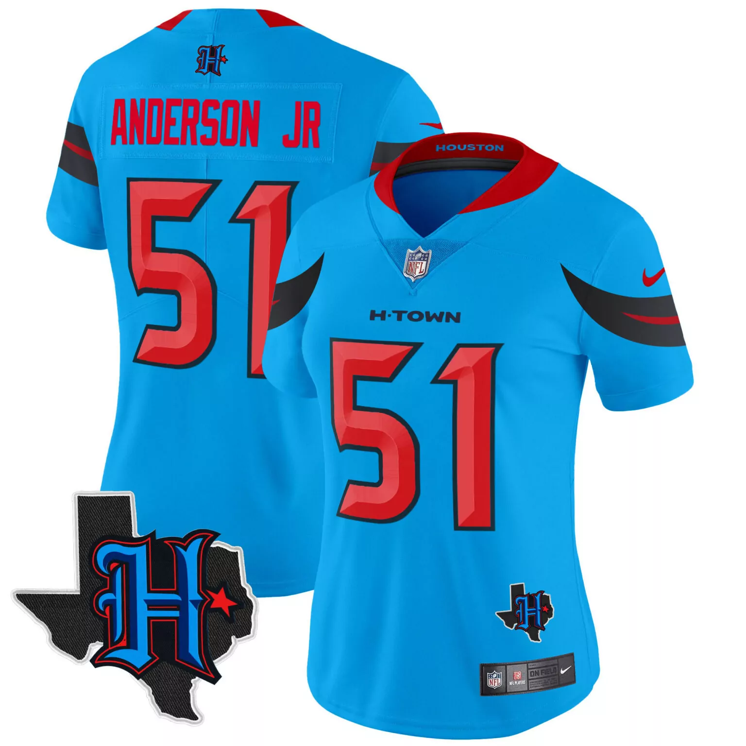 Will Anderson 51 Houston Oilers Jersey Light Blue Throwback Players Men Alternate