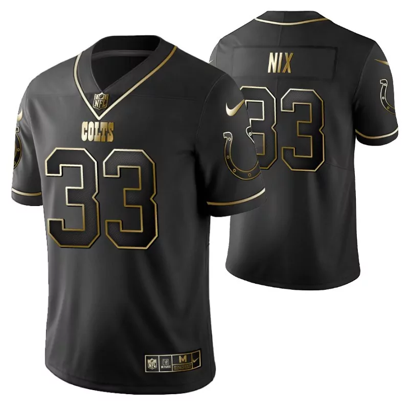 Bo Nix 33 Colts Jersey Black Men Gold