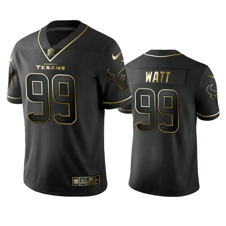 Jj Watt 99 Houston Texans Jersey Black Men Standard Alternate Gold Stitched