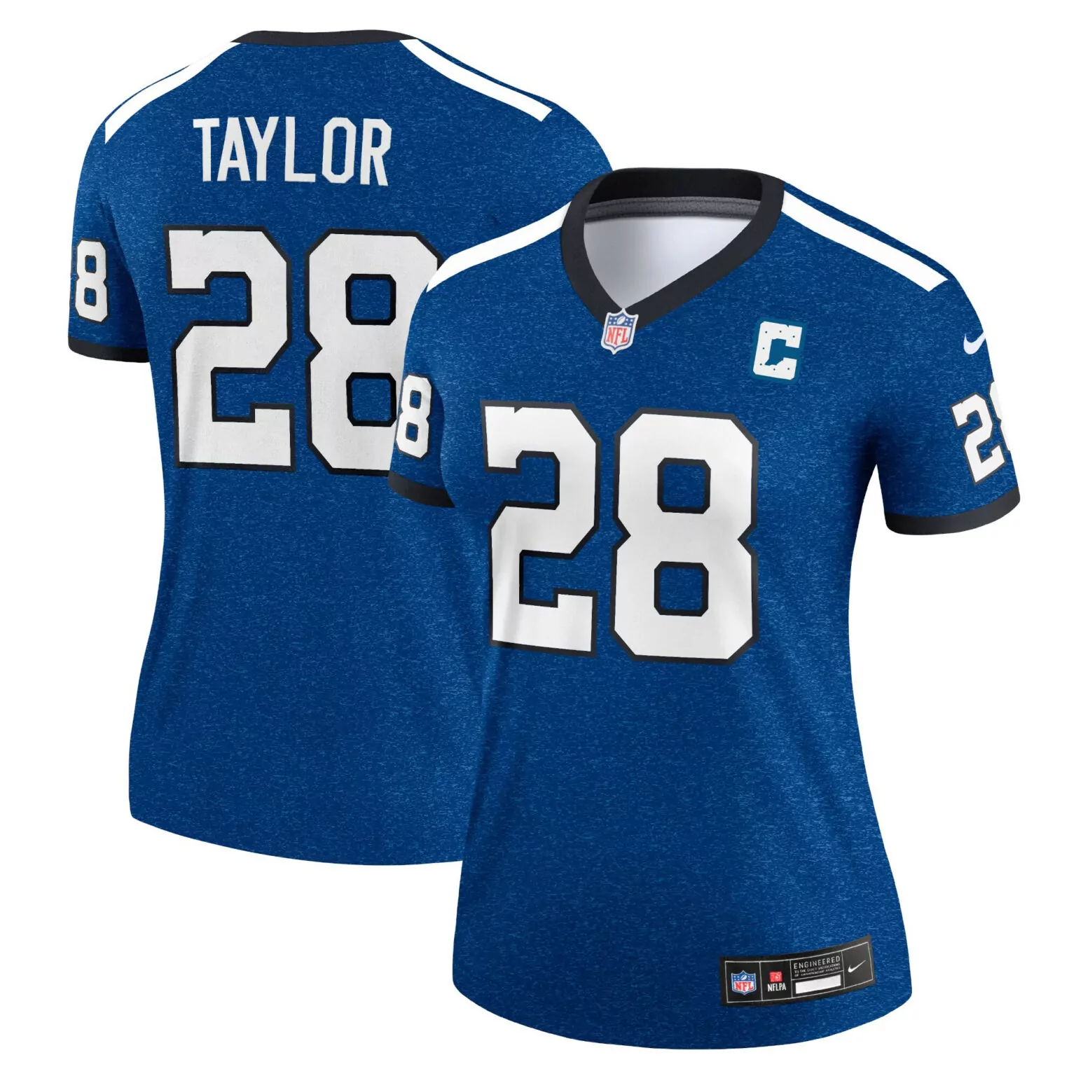 Jonathan Taylor 28 Jersey Blue Indianapolis Colts Captain 'c' Men Player White Black