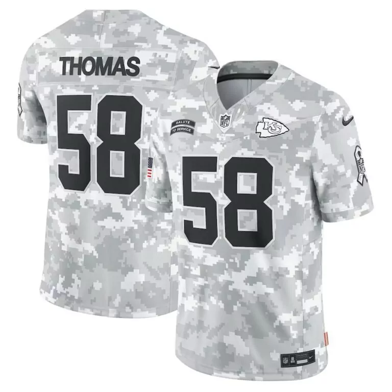Derrick Thomas 58 Jersey White Salute To Service Kansas City Chiefs Us Flag Men Custom Design