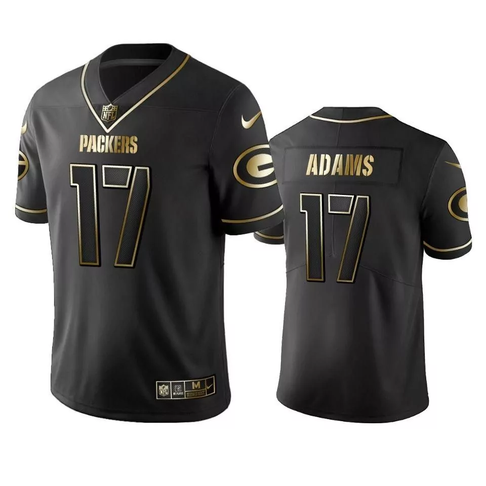Davante Adams 17 Jersey Black Gold Rush Green Bay Packers Men Player Inverted Vapor
