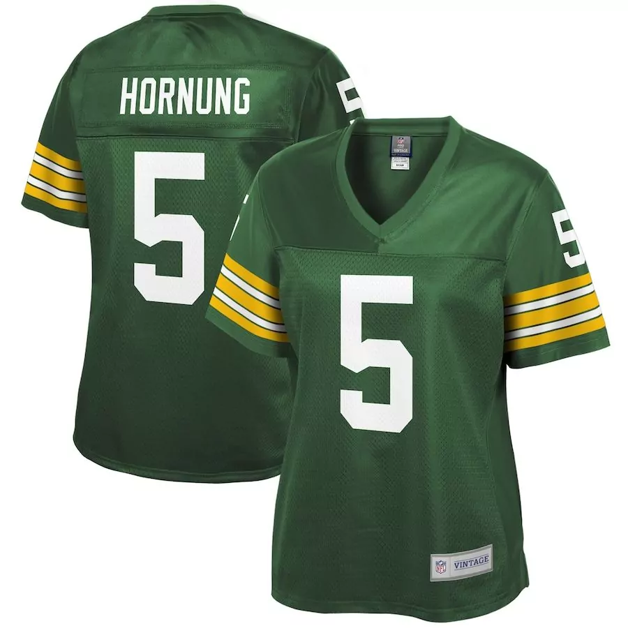 Paul Hornung 5 Green Bay Packers Jersey Women V-neck Yellow White Retired