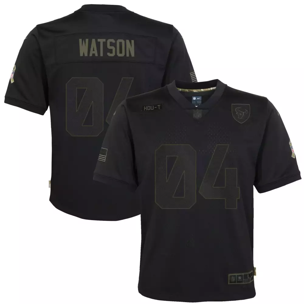 Deshaun Watson 4 Houston Texans Jersey Black Salute To Service Us Flag Men Replica