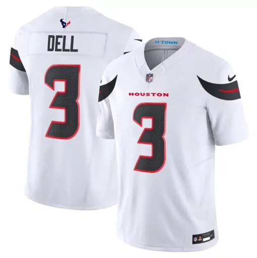 Tank Dell 3 Houston Texans Jersey White Men Standard Alternate Black Red Vapor Limited