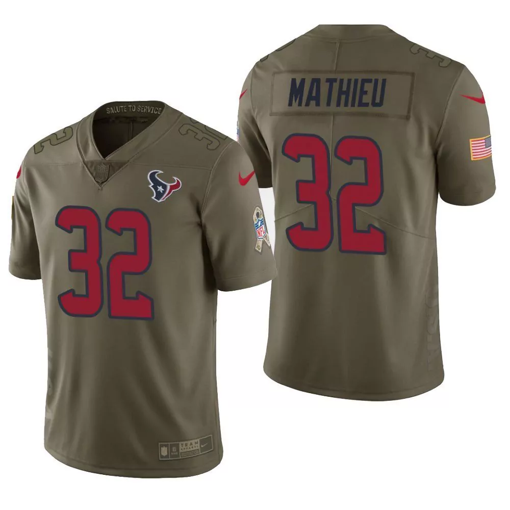 Tyrann Mathieu 32 Houston Texans Jersey Olive Green Salute To Service Men Standard