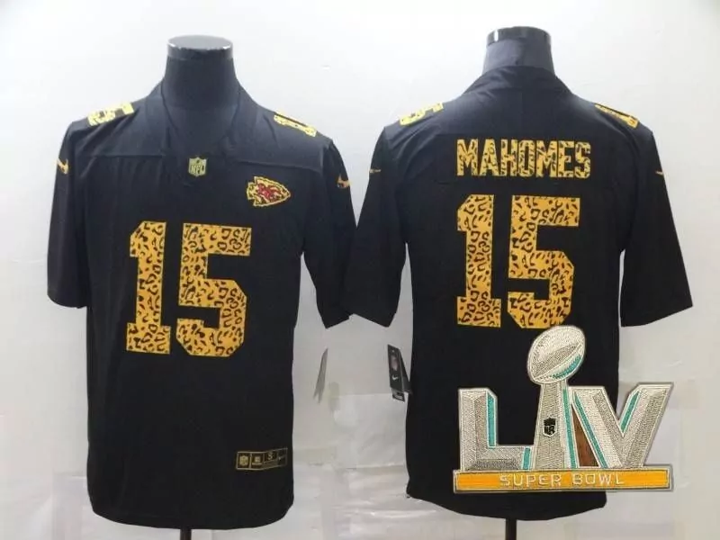 Patrick Mahomes 15 Jersey Black Super Bowl Liv Kansas City Chiefs Men Gold Red White