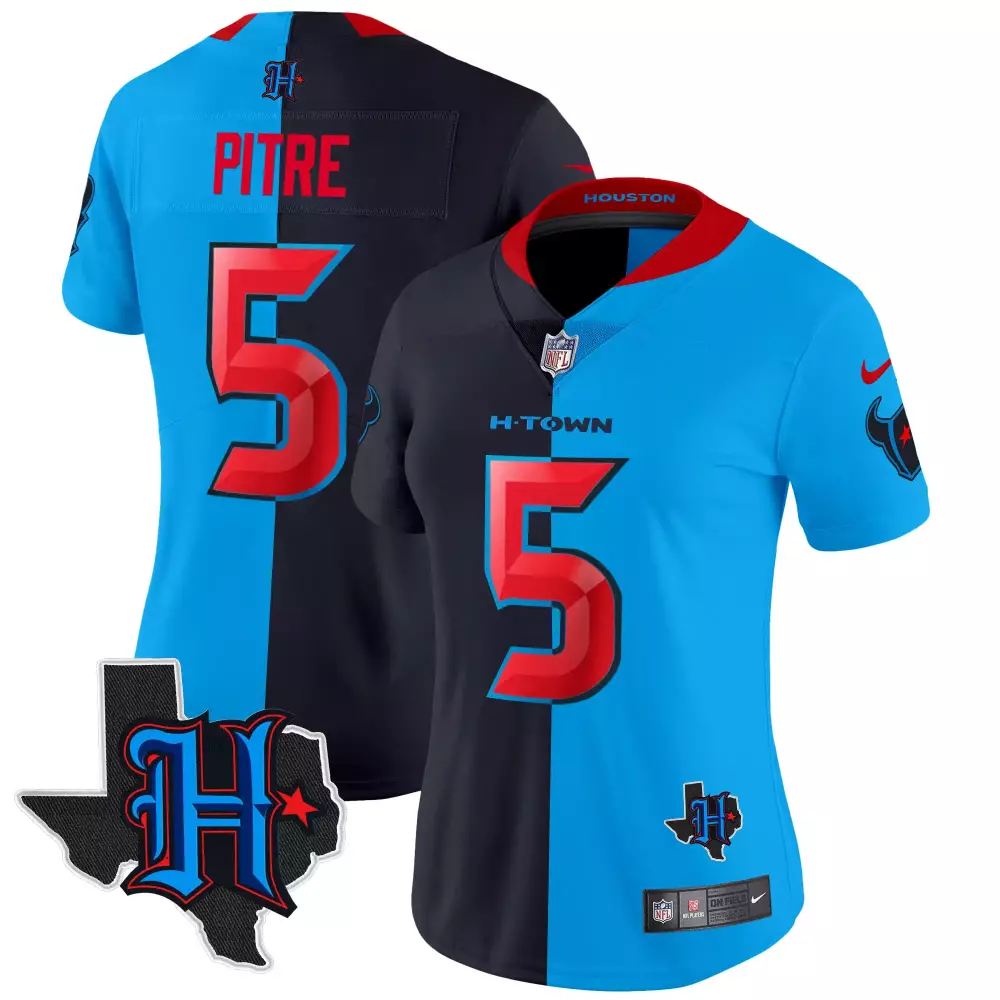 Jalen Pitre 5 Houston Oilers Jersey Blue Texas State Women Split Black Red Vapor