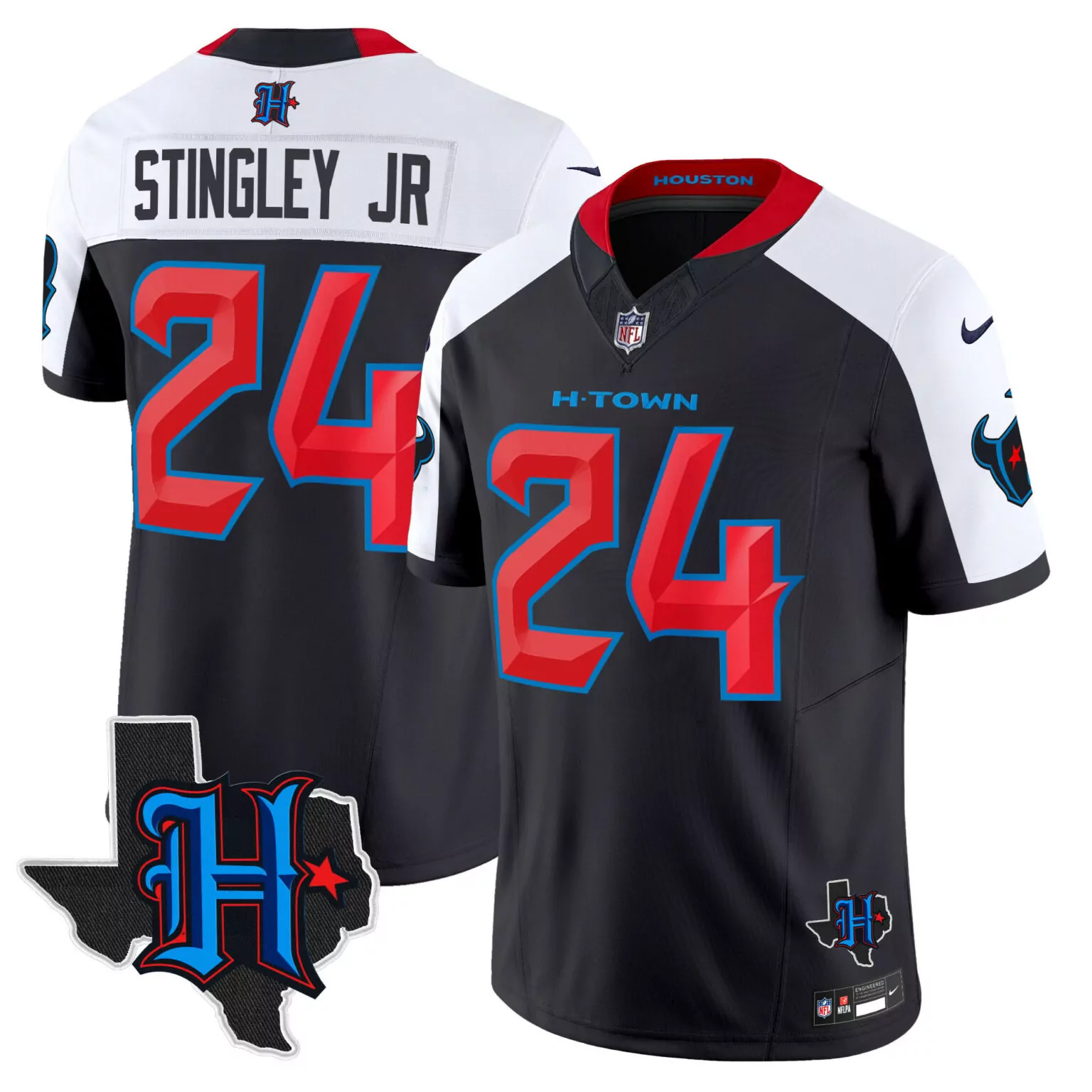Derek Stingley Jr. 24 Jersey Black H-town Houston Texans Texas Shape Men Alternate