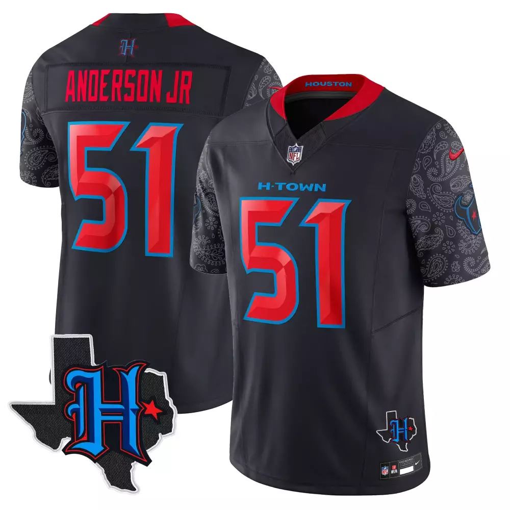 Derek Stingley Jr. 51 Jersey Black H-town Houston Texans Texas Shape Men Alternate