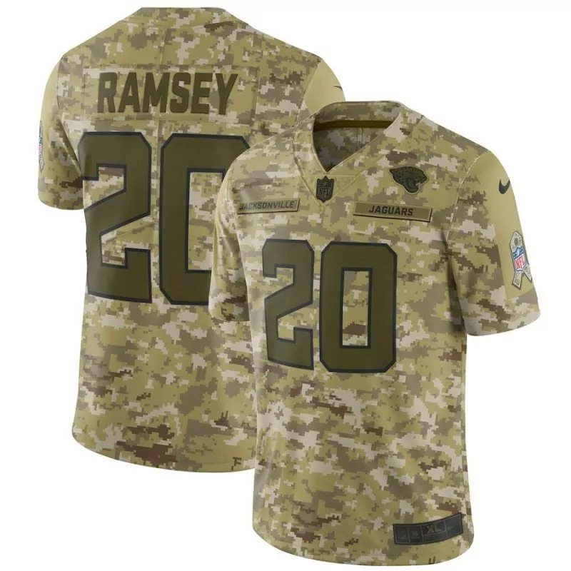 Jalen Ramsey 20 Jaguars Jersey Tan Salute To Service Men Digital Camouflage Custom Design