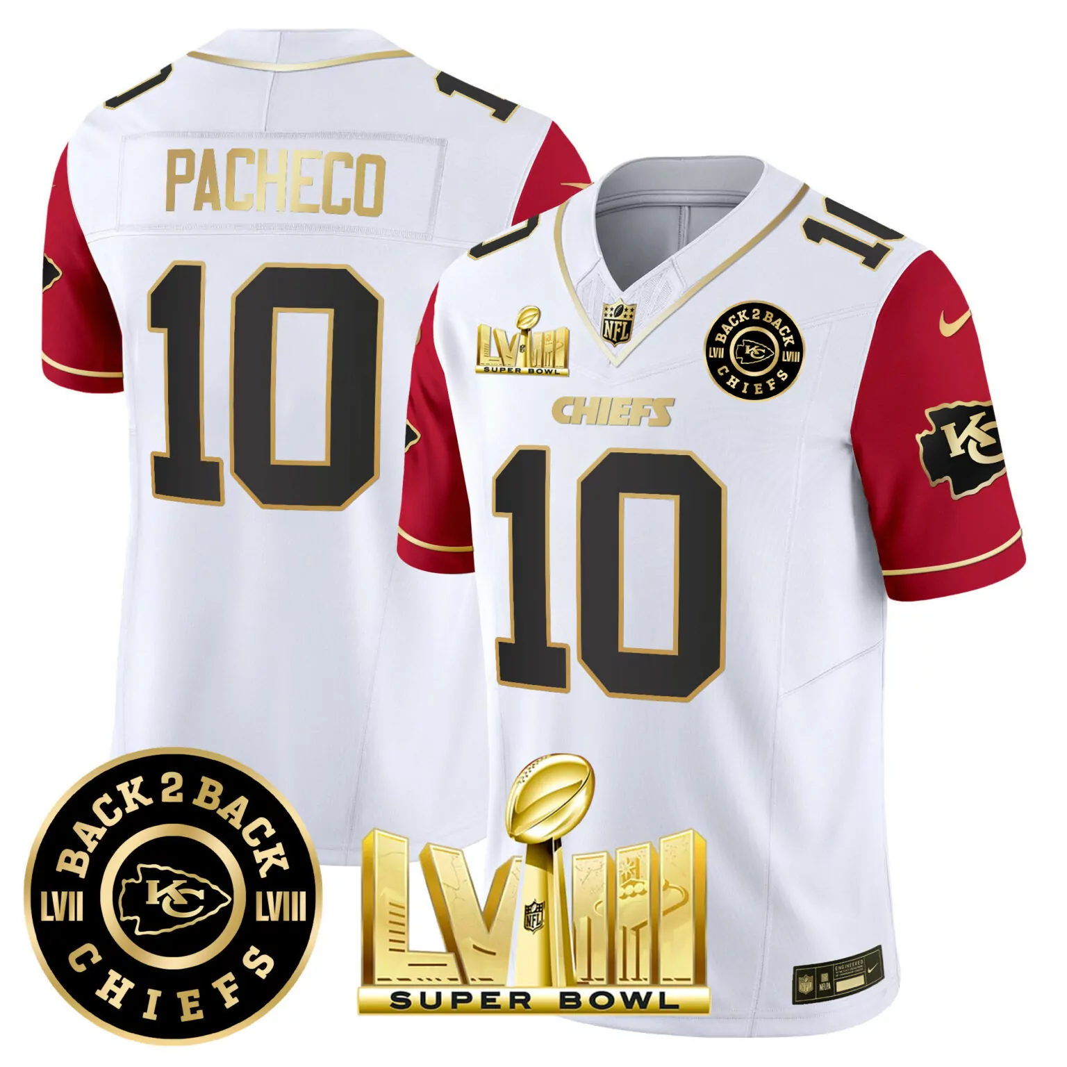 Isiah Pacheco 10 Jersey White Super Bowl Lviii Kansas City Chiefs Lvii Champions 2023