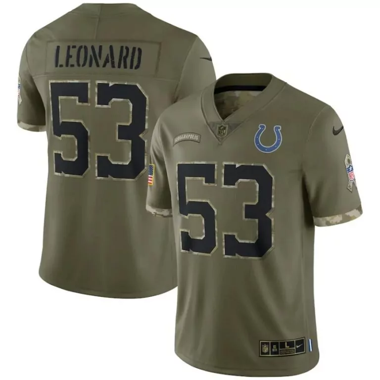 Shaquille Leonard 53 Jersey Olive Green Salute To Service Indianapolis Colts Us Flag