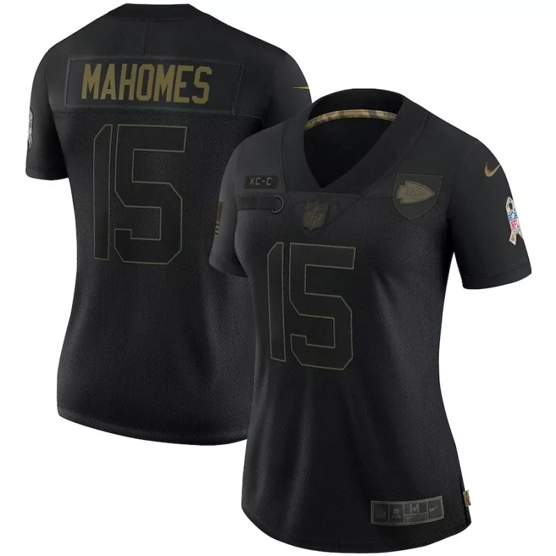 Patrick Mahomes 15 Jersey Black Salute To Service Kansas City Chiefs Play 60 Women