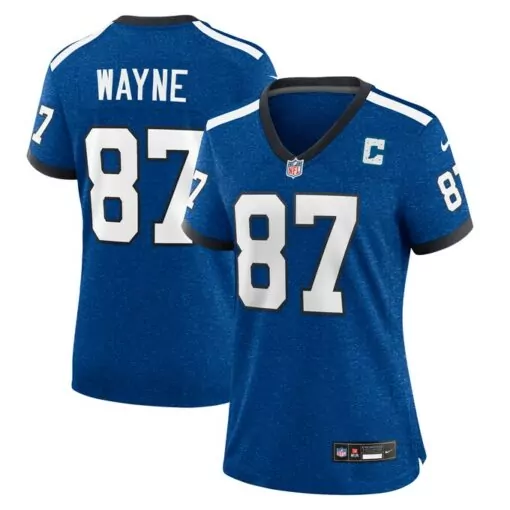 Reggie Wayne 87 Jersey Royal Blue Indianapolis Colts Women White Black Alternate