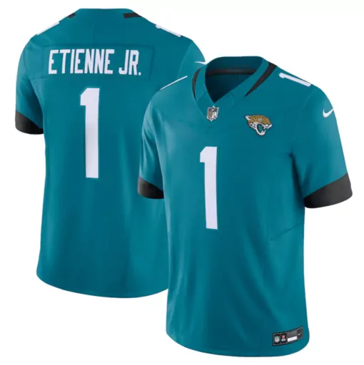 Travis Etienne Jr. 1 Jersey Teal Jacksonville Jaguars Men Replica Black White Stitched