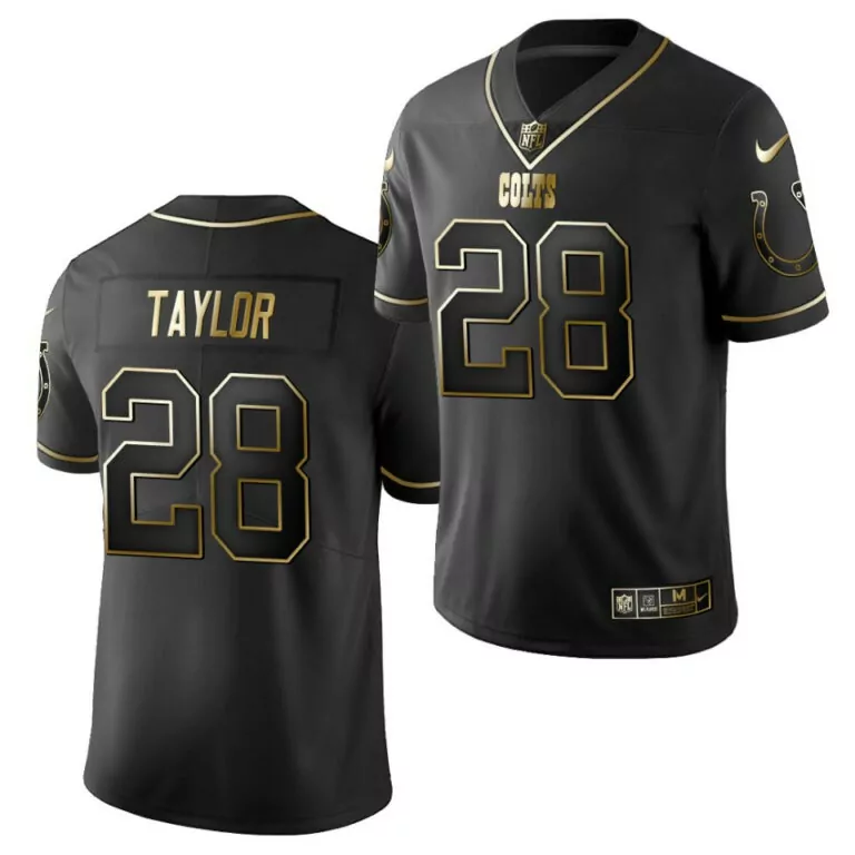 Jonathan Taylor 28 Colts Jersey Black Men Standard Gold