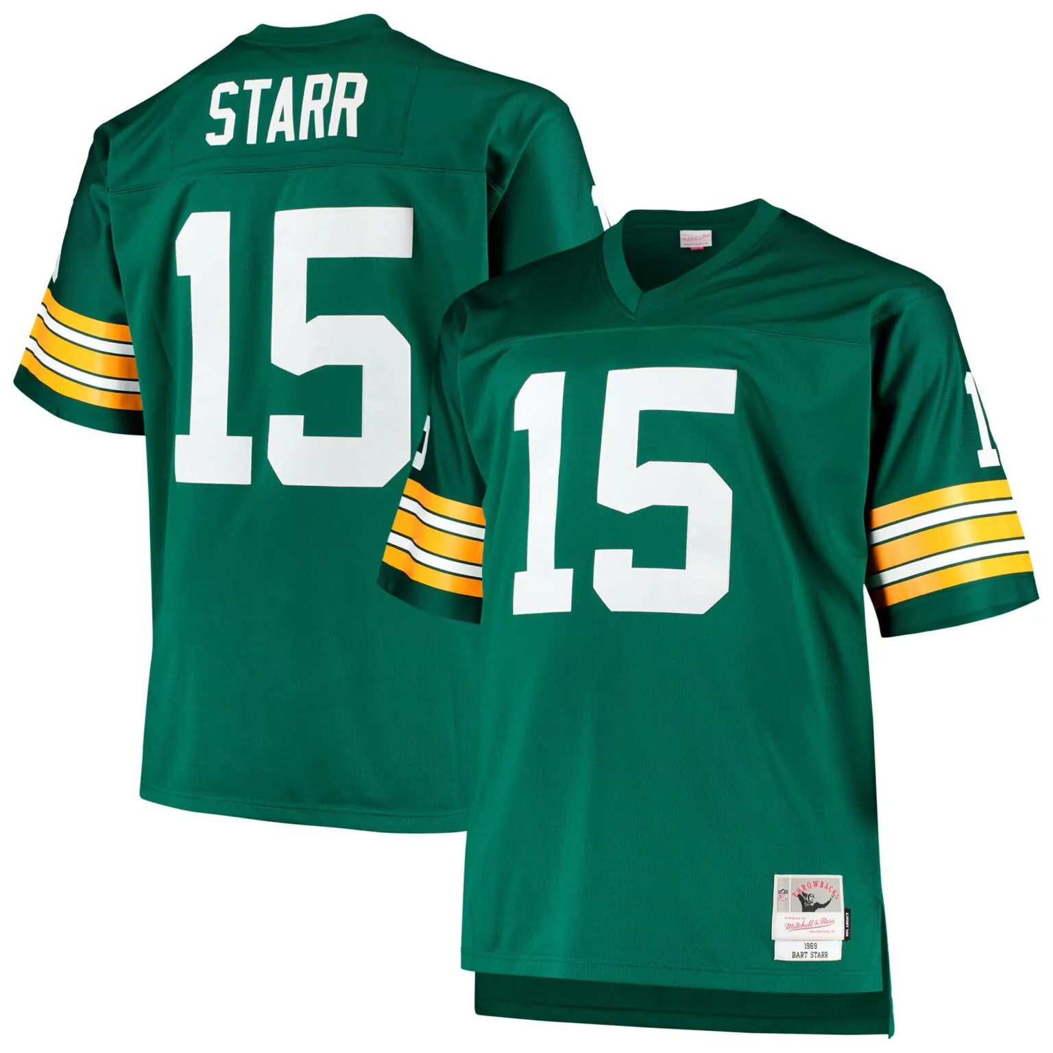 Bart Starr 15 Green Bay Packers Jersey NFL 100 Throwback Men White Yellow Retired