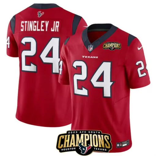 Derek Stingley Jr. 24 Jersey Red AFC South Champions Houston Texans 2023 Men NFL