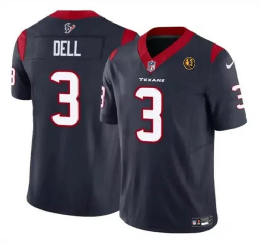 Tank Dell 3 Houston Texans Jersey Navy Blue Battle Red Men Player White Vapor Stitched