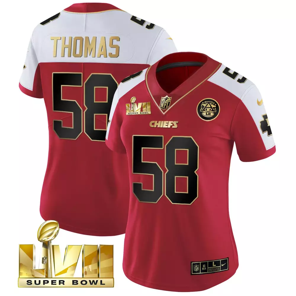 Derrick Thomas 58 Chiefs Jersey Red Super Bowl Lvii Women Replica White Black Gold