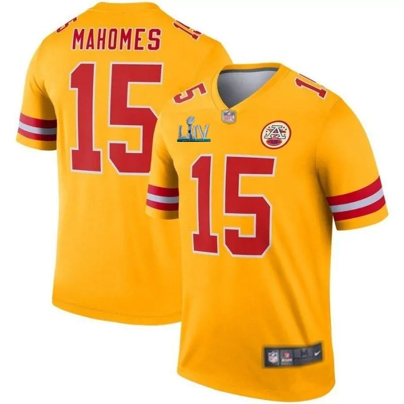 Patrick Mahomes 15 Jersey Yellow Kansas City Chiefs Super Bowl Lvii Men Red White