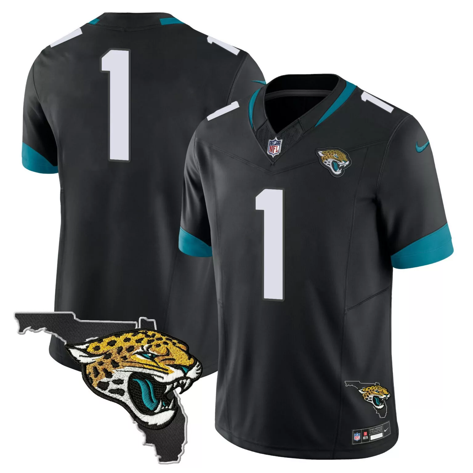 Trevor Lawrence 1 Jersey Black Jacksonville Jaguars Florida Outline Jaguar Head Men