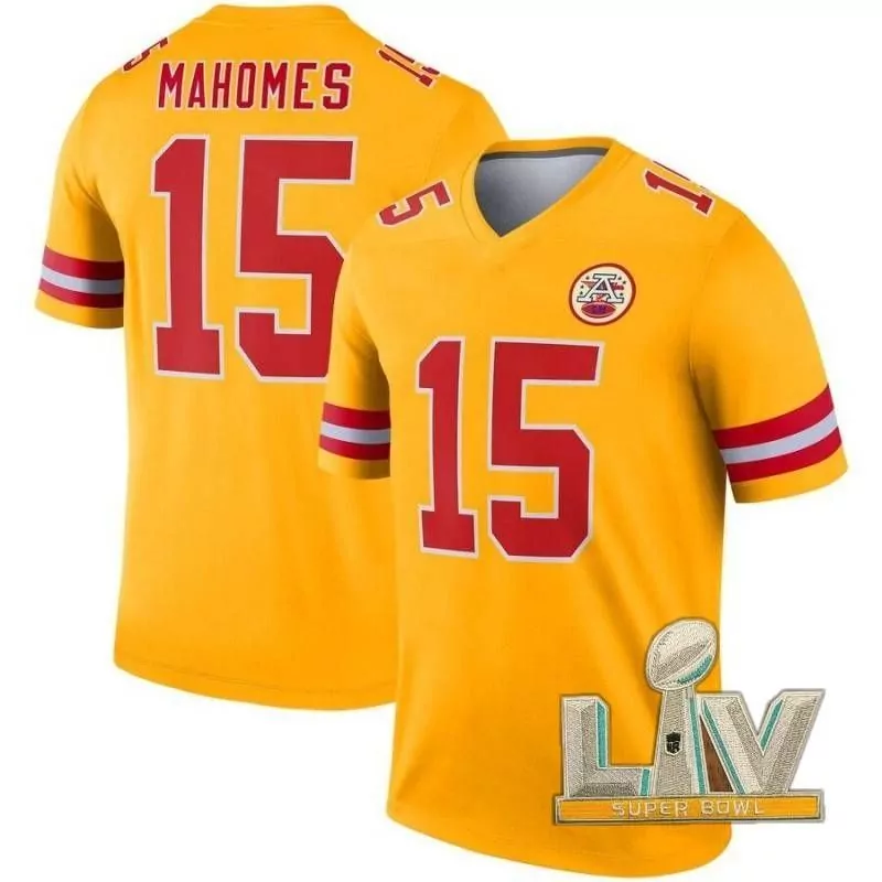 Patrick Mahomes 15 Jersey Yellow Super Bowl Liv Kansas City Chiefs Men Alternate